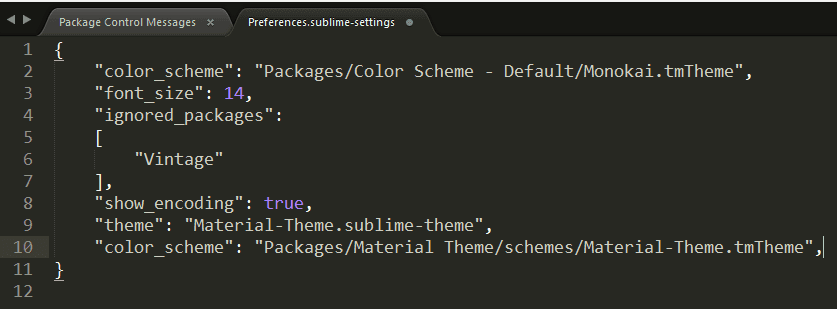 Material Theme User Config